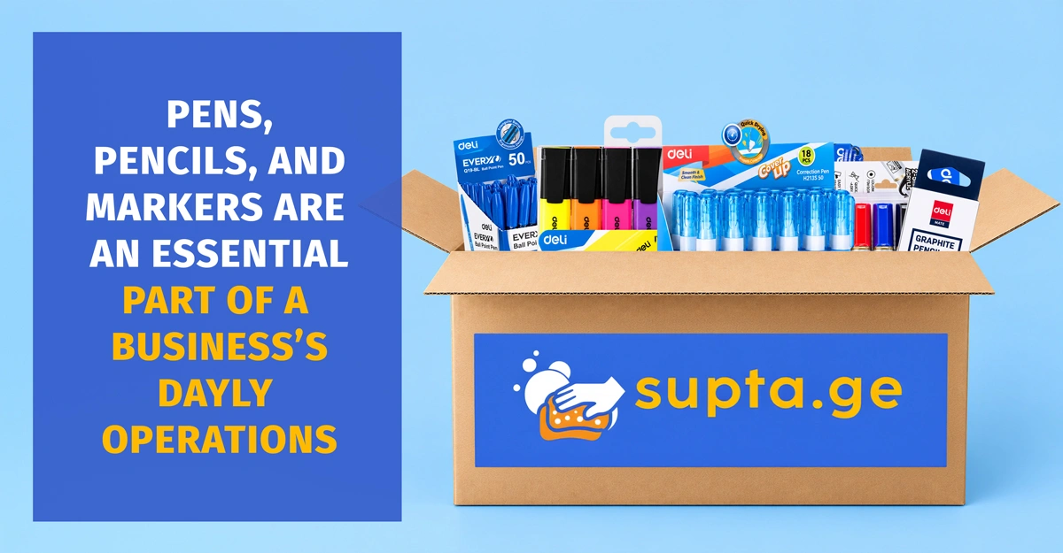 Pens, pencils and markers for office use